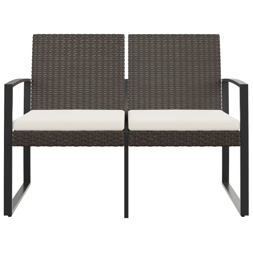 Panca da Giardino a 2 Posti con Cuscini in Rattan PP Marrone 360210