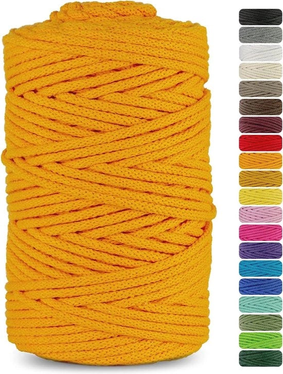 Corda in cotone 5mm 100m giallo scuro per macramé e artigianato