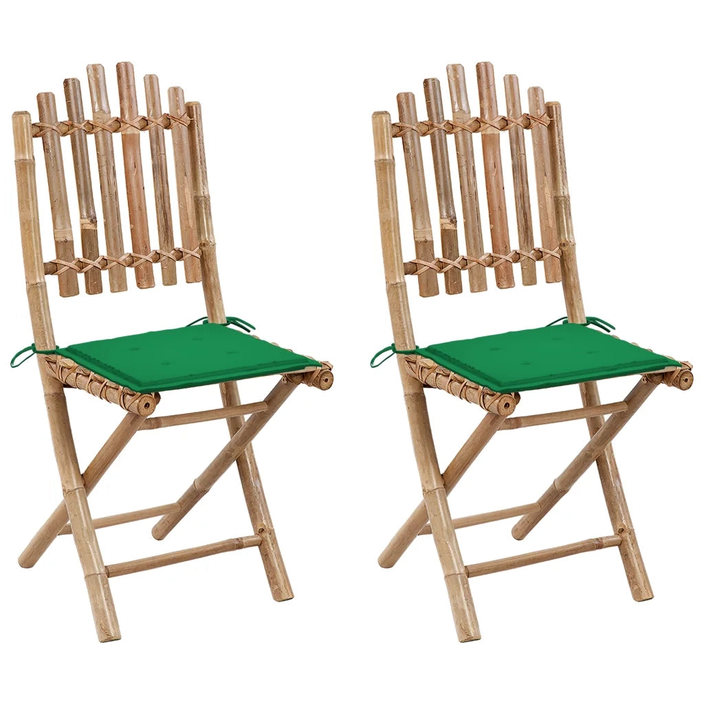 Sedie da Giardino Pieghevoli 2 pz con Cuscini in BambÃ¹ cod mxl 17402