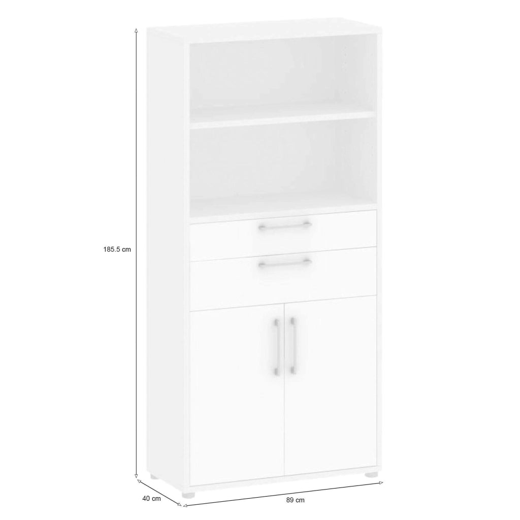 Credenza Albidona, Buffet da soggiorno, Madia da salotto, Dispensa da cucina, 89x40 h186 cm, Bianco