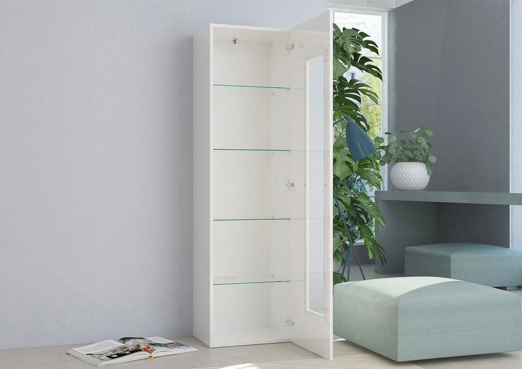 Vetrina 1 Anta 45x 34x162 cm Daiquiri Bianco Lucido