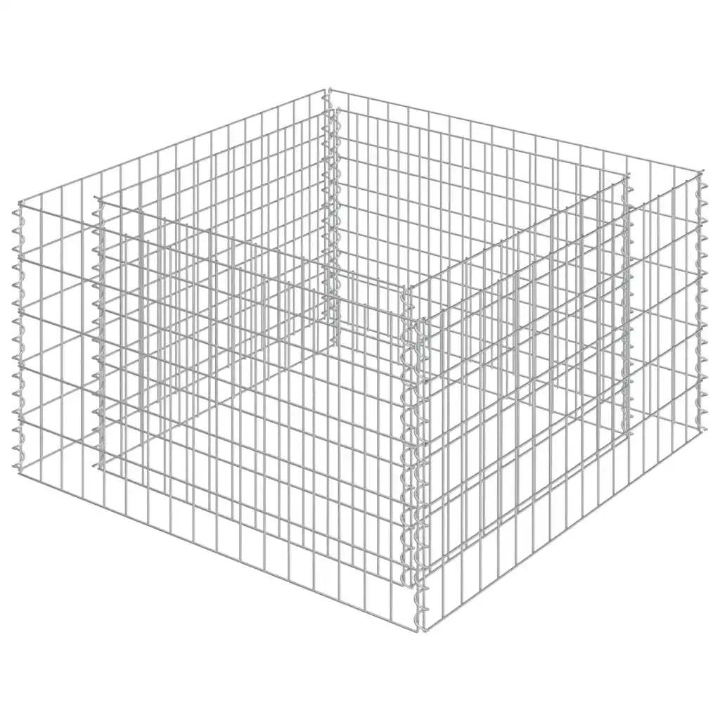 Gabbione Letto Rialzato in Acciaio Zincato 90x90x50 cm 143557