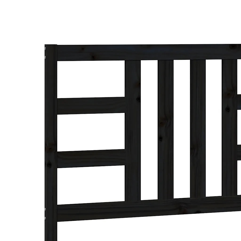 Testiera | Testata per Letto Nera 206x4x100 cm in Legno Massello di Pino