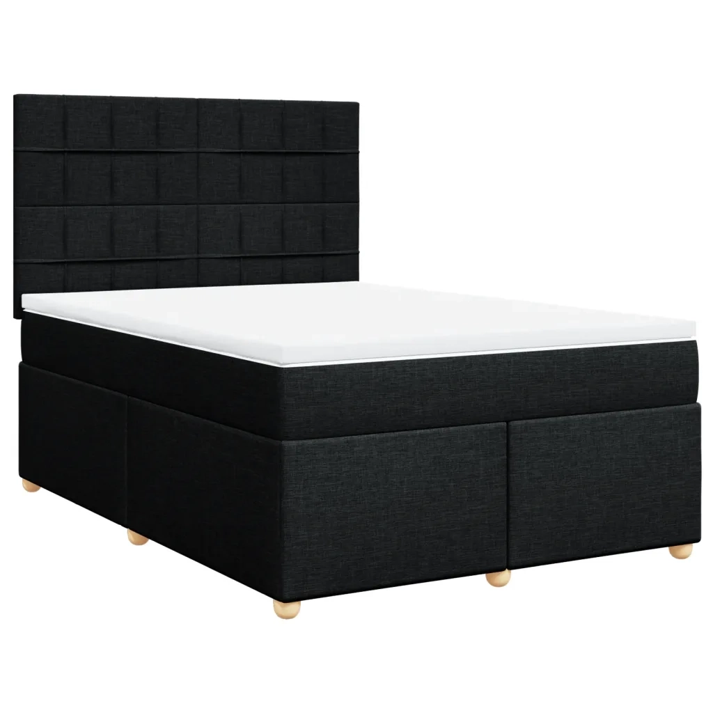 vidaXL Giroletto a Molle con Materasso Nero 160x200 cm in Tessuto