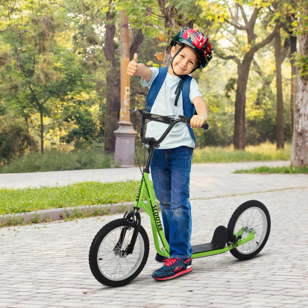 Trottinette per Bambini ¨C zephmum ¨C Verde, Acciaio, Grandi Pneus