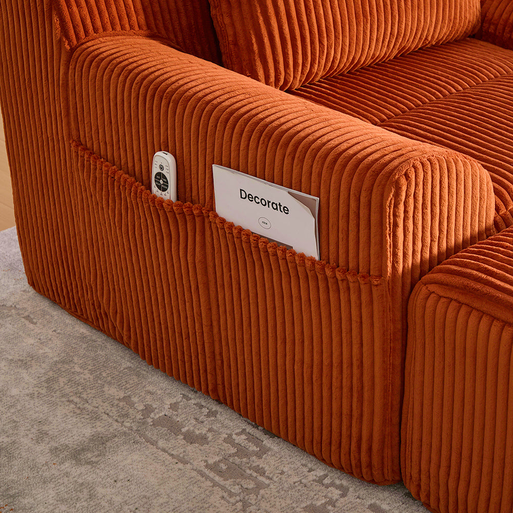 Poltrona oversize - Xylo - Velluto costato con tasche laterali, pouf e nessun assemblaggio