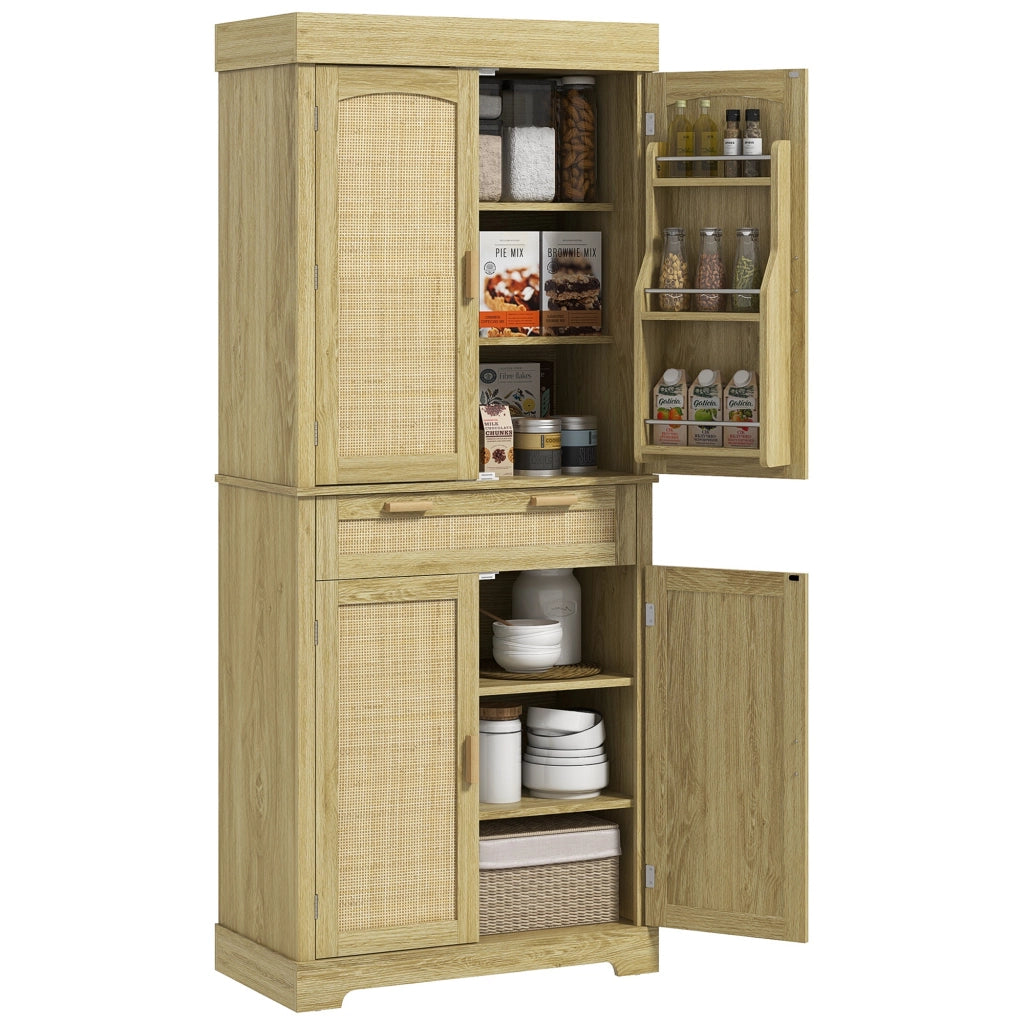 Credenza ¨C zephmum ¨C Rovere, Legno e Rattan, 76x40x183cm