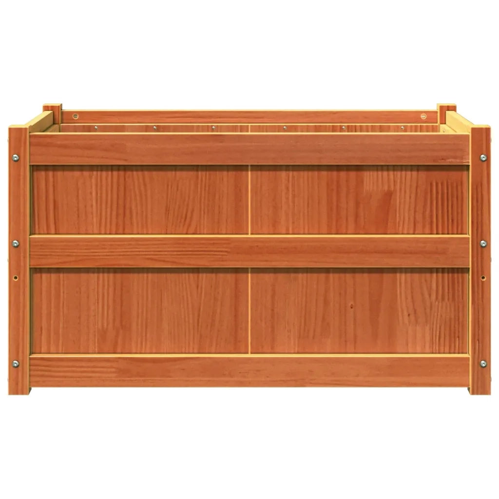 Fioriere da Giardino 2pz Marrone Cera Legno Massello di Pino 837464