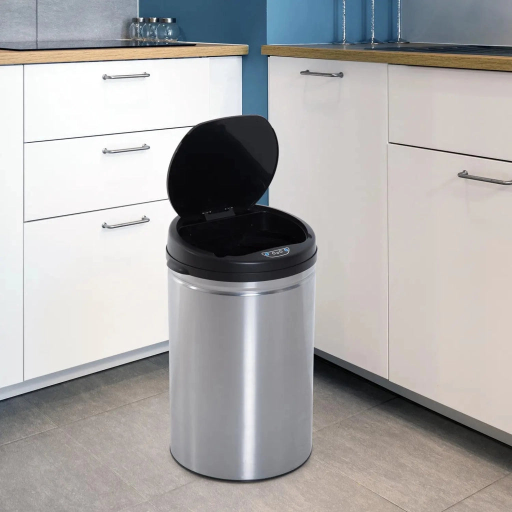 PATTUMIERA con sensore 30 L Ø30,5x51,5 cm Nero Acciaio inox