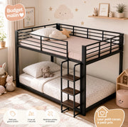 Letto a castello in metallo e MDF con scale in legno; 140x200 cm; nero
