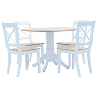 Set da Pranzo 5 pz in Legno Massello di Hevea Bianco e Marrone cod mxl 24861