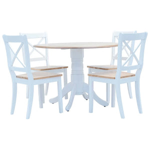 Set da Pranzo 5 pz in Legno Massello di Hevea Bianco e Marrone cod mxl 24861