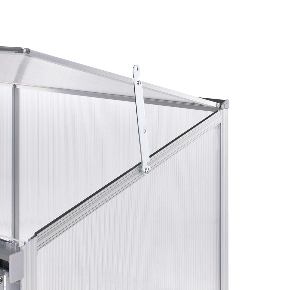 Balcone Serra Pannelli in policarbonato Telaio in alluminio con ripiani Porta scorrevole Protezione UV Argento