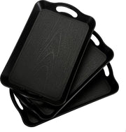 Set di 3 Scodelle per Servire con Maniglie, 16 x 11,4 x 1,25 Pollici, Rettagolo, Antiscivolo, Scodella Multifunzione in Plastica per Ristoranti, Feste, Tavolo da Salotto, Cucina