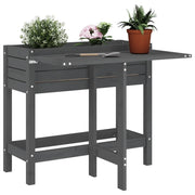 Fioriera Giardino-Vaso da Esterno-Contenitore per Piante Piano Pieghevole Grigia Legno Massello Pino