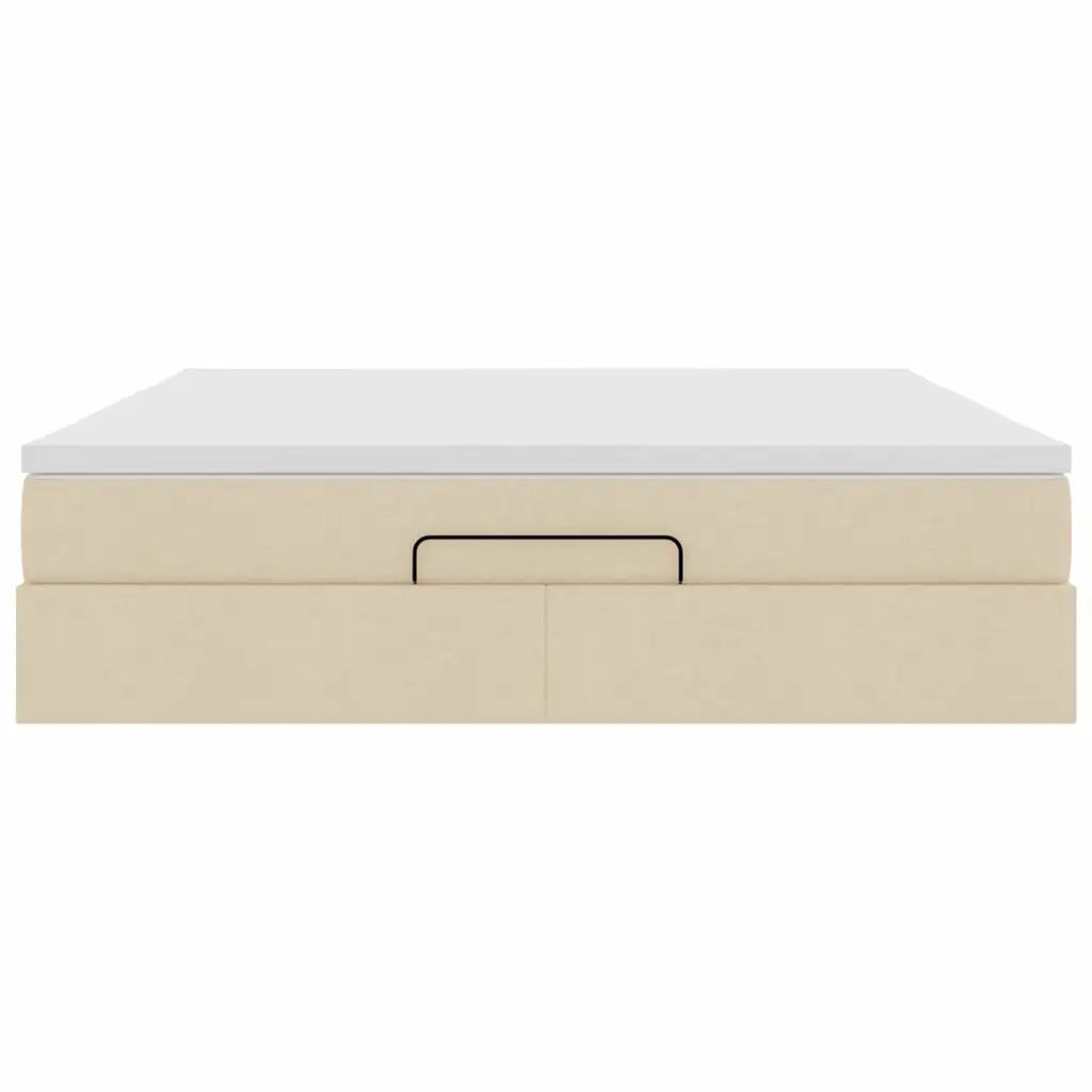 Struttura Letto Pouf con Materasso Crema 160x200 cm in Tessuto 3311125