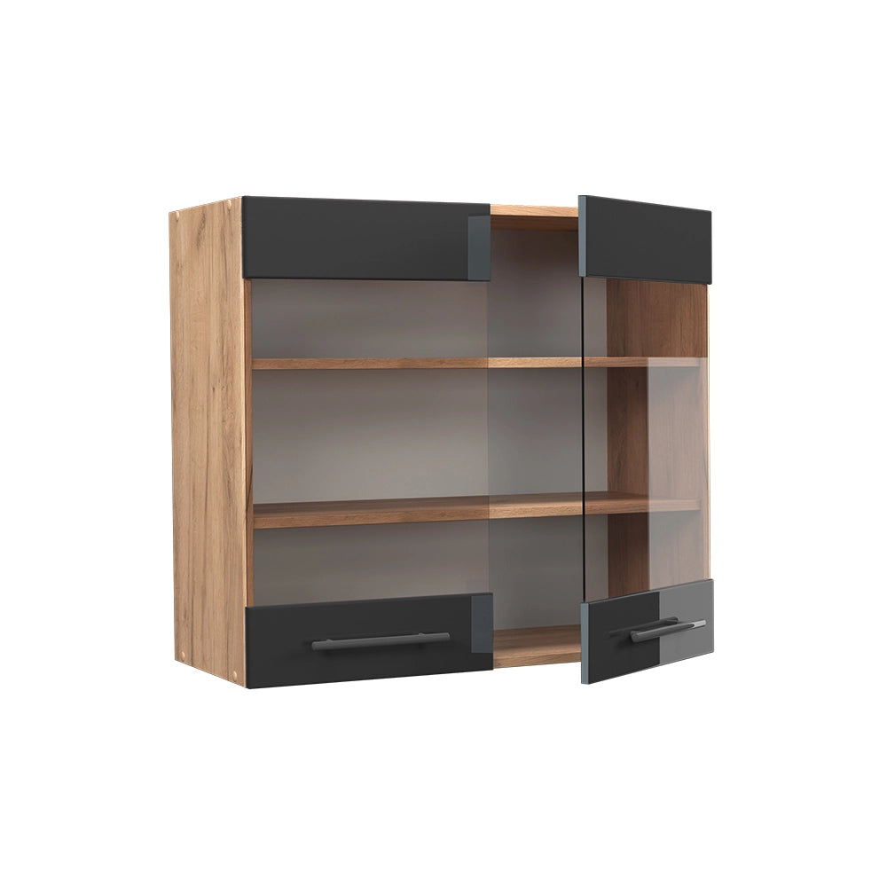 Vicco Mobile da cucina in vetro Antracite lucido 80 cm