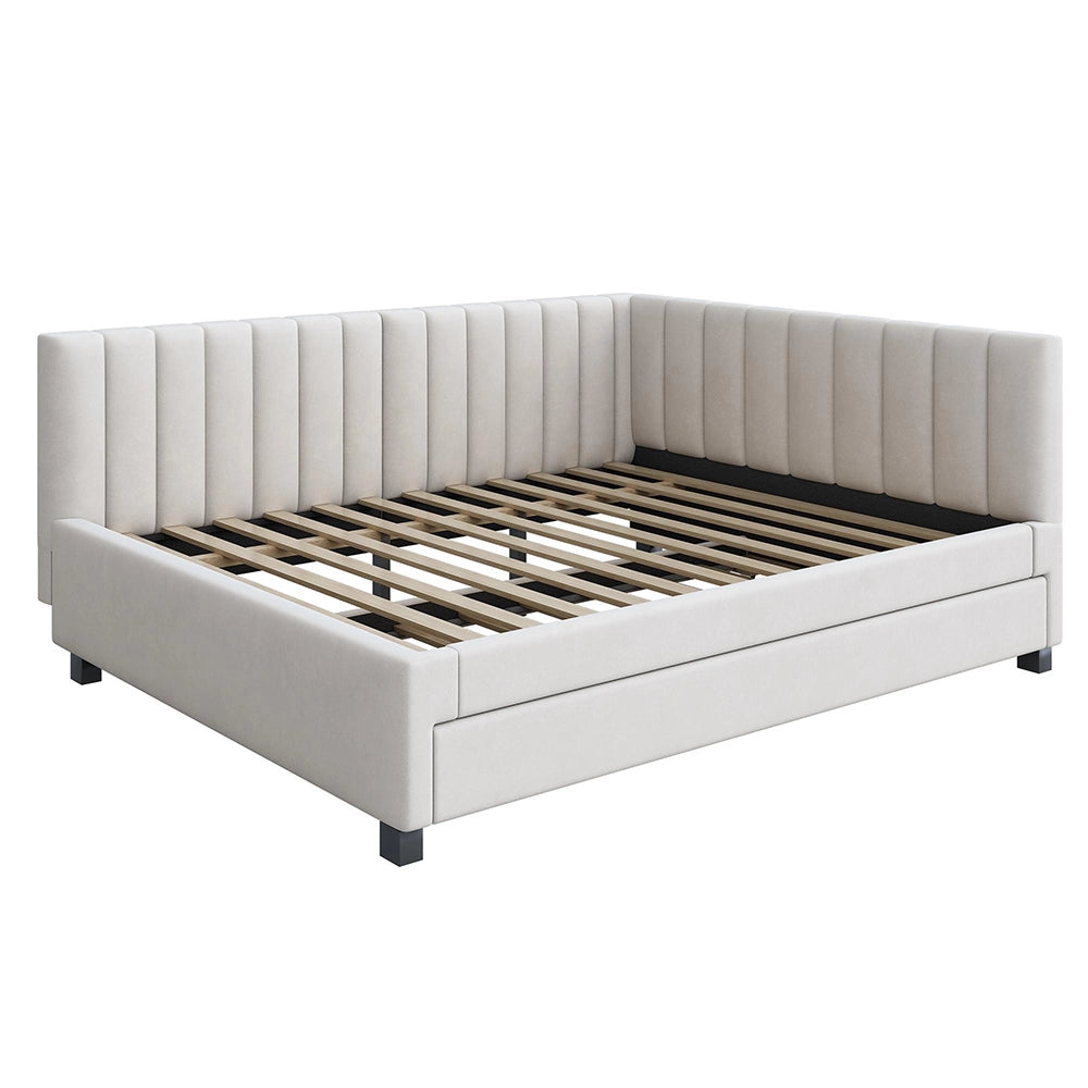 Divano letto - Xylo - 140x200 cm multifunzione velluto beige