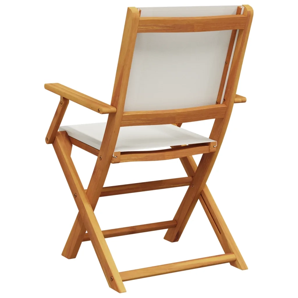 vidaXL Sedie da Giardino Pieghevoli 6pz Bianco Crema Tessuto e Legno
