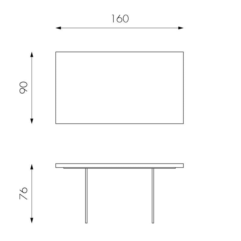 Tavolo Fisso 160x90x76 cm Gambe in Vetro con Top in Rovere Termocotto