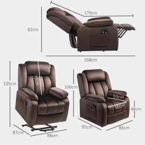 POLTRONA RELAX ELETTRICA 88x95x106 cm Marrone con massaggio e riscaldamento
