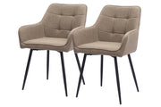 Sedie da Pranzo con Braccioli e Schienale Imbottito ¨C MINIMAL ¨C Set 2 Pezzi, Velluto