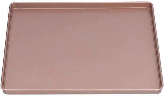 Fornetto a forma di torta con rivestimento antiscivolo - Rettilineo - Acciaio inossidabile - 30,5 x 25,5 x 1,7 cm - Rosa Oro - Fornello professionale