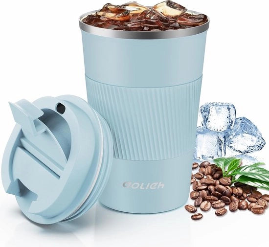 Moka termica, tazza per caffè e tè con coperchio a tenuta ermetica, tazza termica, tazza isolata, tazza per viaggio in acciaio inossidabile, tazza per caffè e tè con acqua calda e fredda.