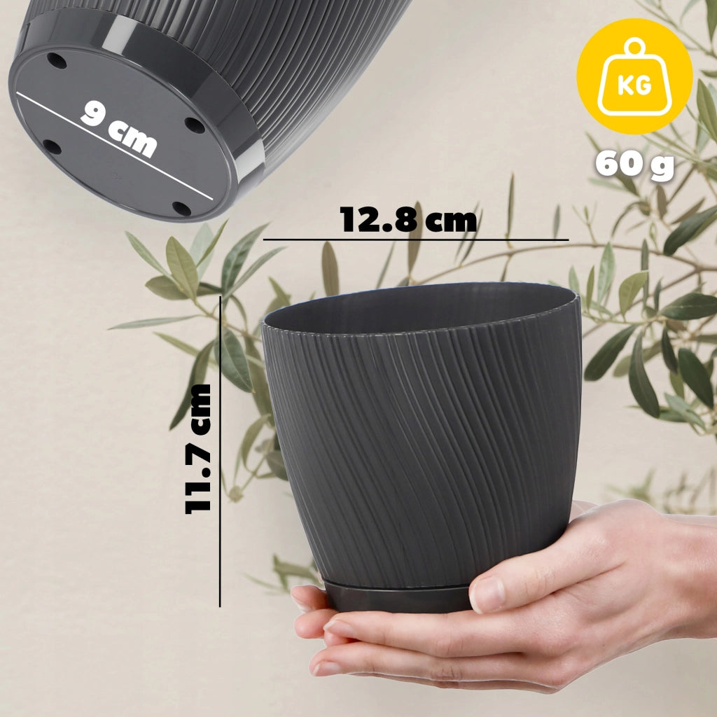 Vaso da fiori KADAX con supporto, coperchio, ciotola rotonda, 13 cm, grigio