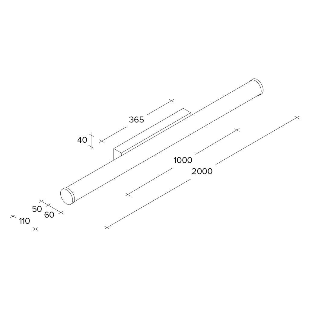 PIRGOS lampada tubo cilindrico da Parete/Soffitto 100 cm bianco in alluminio LED 3000k 2000lm 19,2w dimmerabile