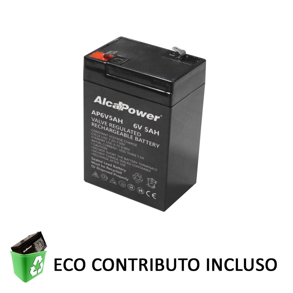 Alca power batteria al piombo da 6v 5ah ricaricabile per ups e illuminazione di emergenza