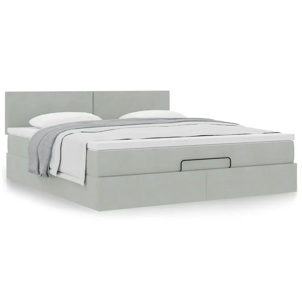 Struttura Letto Pouf con Materasso 160x200 cm in Velluto 3311711