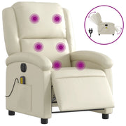 Poltrona Massaggiante | Sedia Relax Elettrica Reclinabile Crema Similpelle