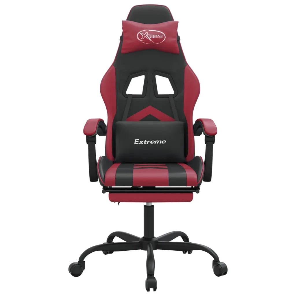 Sedia Gaming Girevole Poggiapiedi Nero e Rosso Vino Similpelle cod mxl 78401