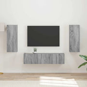 Set mobile TV 2 pz-Credenza per TV Grigio Sonoma Legno multistrato 437593