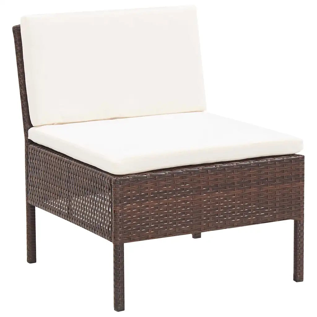 Set Divani da Giardino 6 pz con Cuscini in Polyrattan Marrone 48947