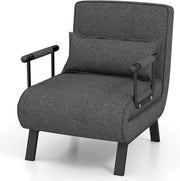 Letto a 4 in 1 – Sedia da Letto – 5 Posizioni - Funzionale – Schienale Regolabile – Piuma – Materiale di Alta Qualità - Grigio
