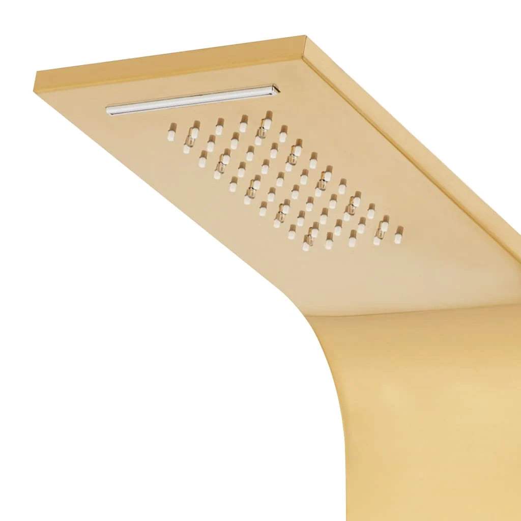 Sistema di pannelli doccia colonna doccia accessori set per bagno interno casa acciaio inox 201 curvato dorato 02_0003111
