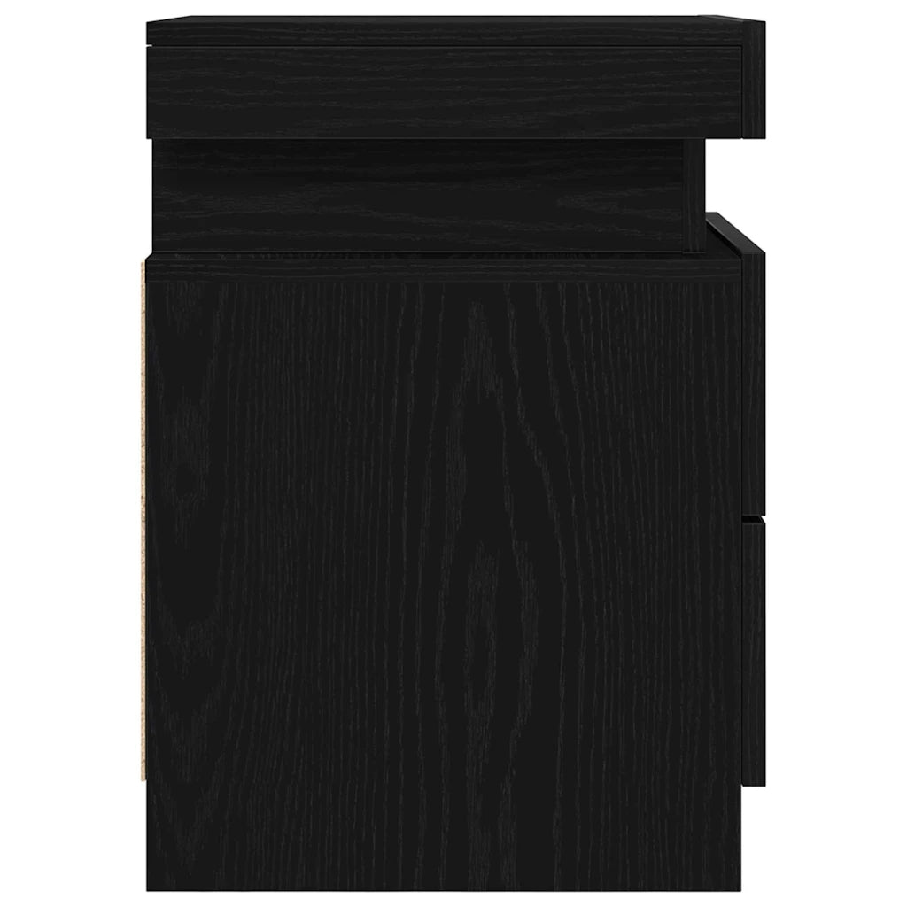 Comodino | Armadio da Notte | Mobiletto da notte Rovere Nero 35 x 39 x 55 cm Legno multistrato