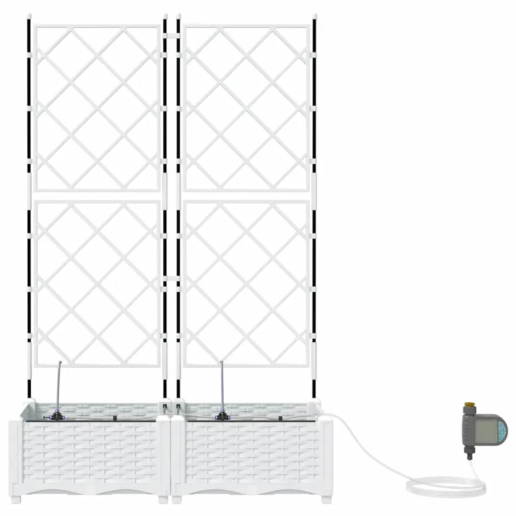 2 pz Fioriere | Cassetta per fiori | Vaso da giardino Bianco 80 x 40 x 126 cm Plastica