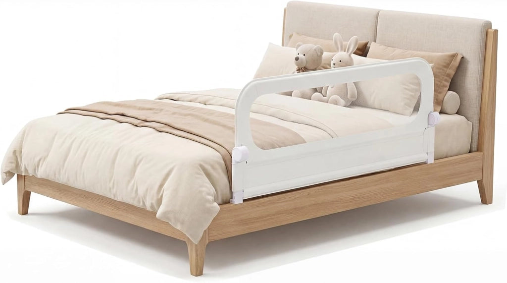 Sponda Letto Anticaduta per Bambini 120 cm, Bianco
Barriera di Sicurezza Pieghevole per Neonati con Altezza 3 Livelli Regolabile, Cinghia Fissaggio Sicuro, Protezione Neonati