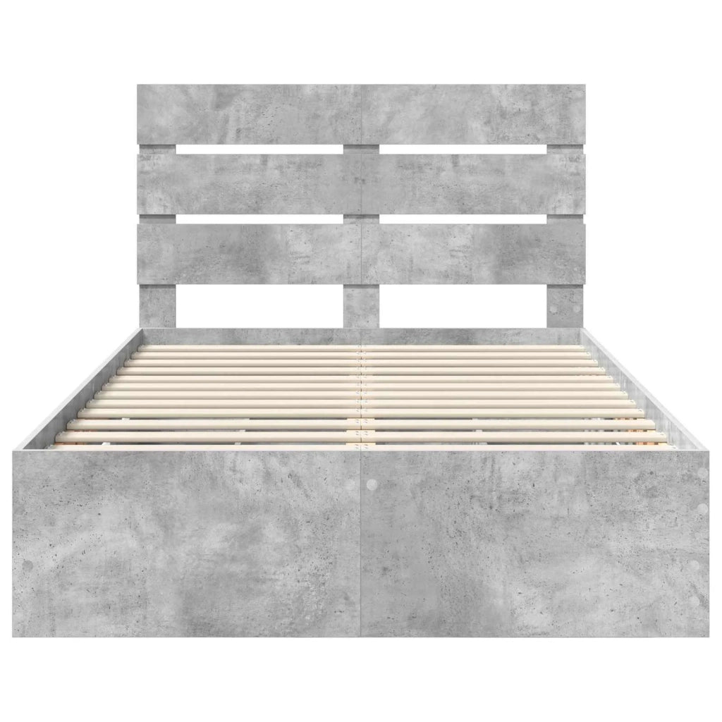 Struttura del letto con cassetto-Giroletto con contenitore-Rete del Letto Grigio cemento 135 x 190 cm 762558