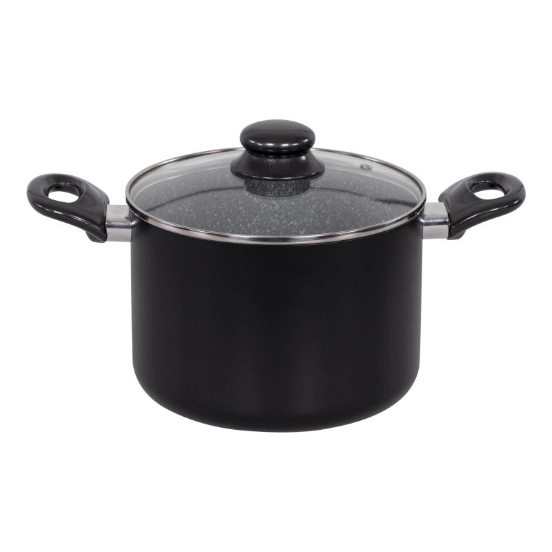 Set di 2 Batteria 7pz Gaia Alluminio Stampato Fondo Induzione Interno Effetto Marmor