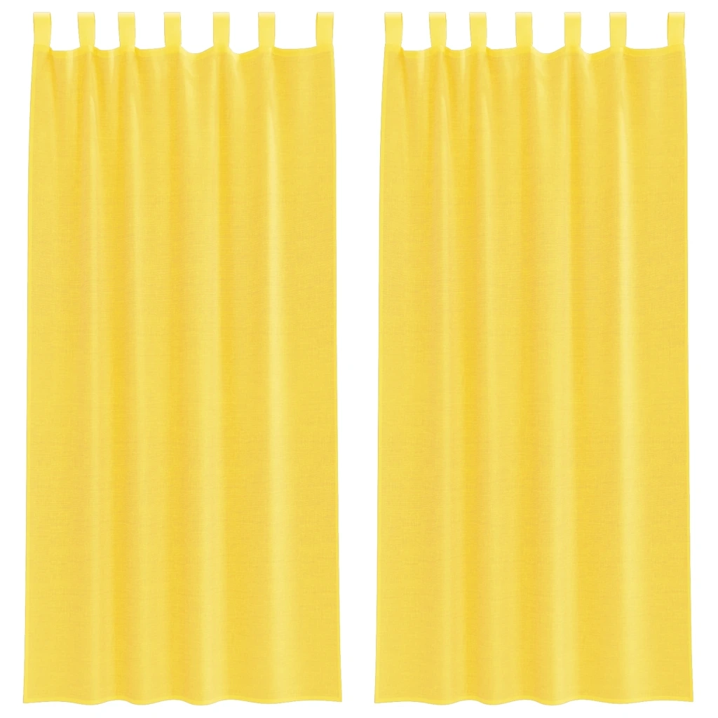 Tende in Voile con Tasche per Aste 2 pz Giallo