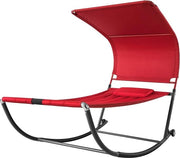 Letto da Giardino - Con Tettoia Solare - Con Ruote - Letto Relax - Rosso - 114 x 173 x 227 cm