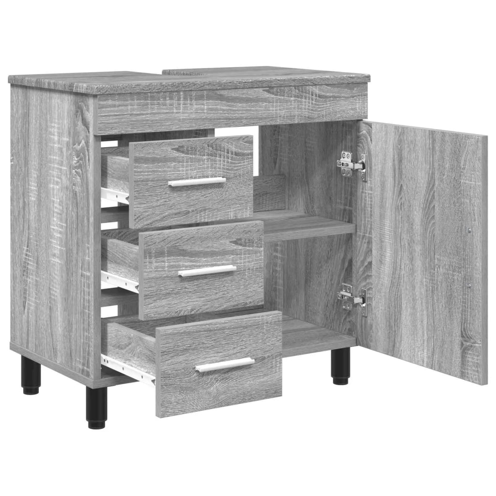 Mobiletto da bagno Sonoma grigio 60 x 35 x 60 cm