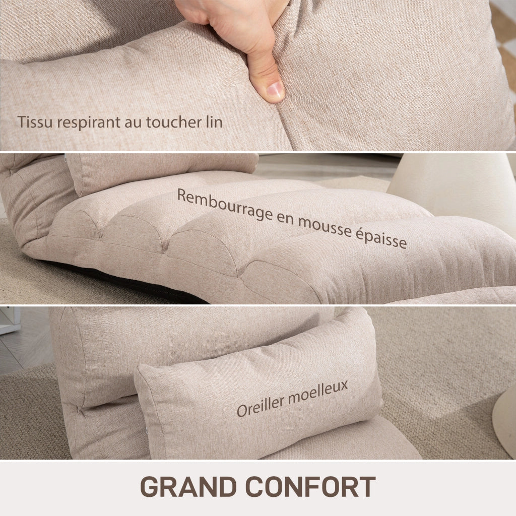 Poltrona reclinabile ¨C zephmum ¨C beige, 58x119x78 cm