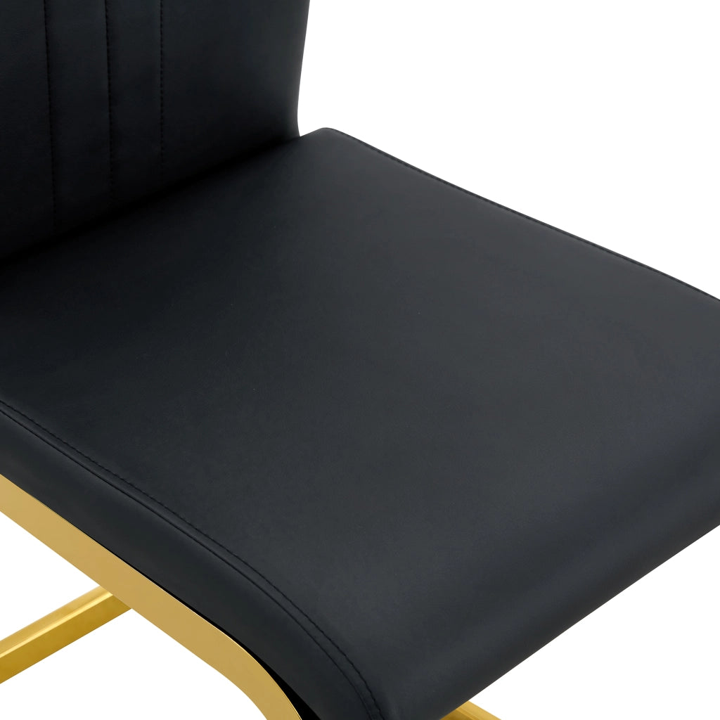 Sedia con Schienale Ergonomico e Piedini Antiscivolo, Design Minimalista, in PU, Nero