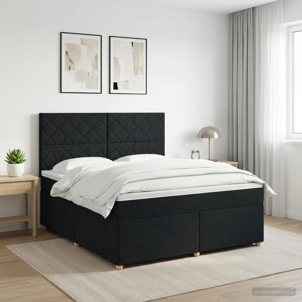 Letto box spring con materasso Nero 160 x 200 cm Tessuto 3453930