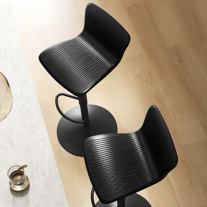 Set 2 Sgabelli da Bar con Schienale Girevoli e con Altezza Regolabile 76,5-97,5 cm in Polipropilene Nero